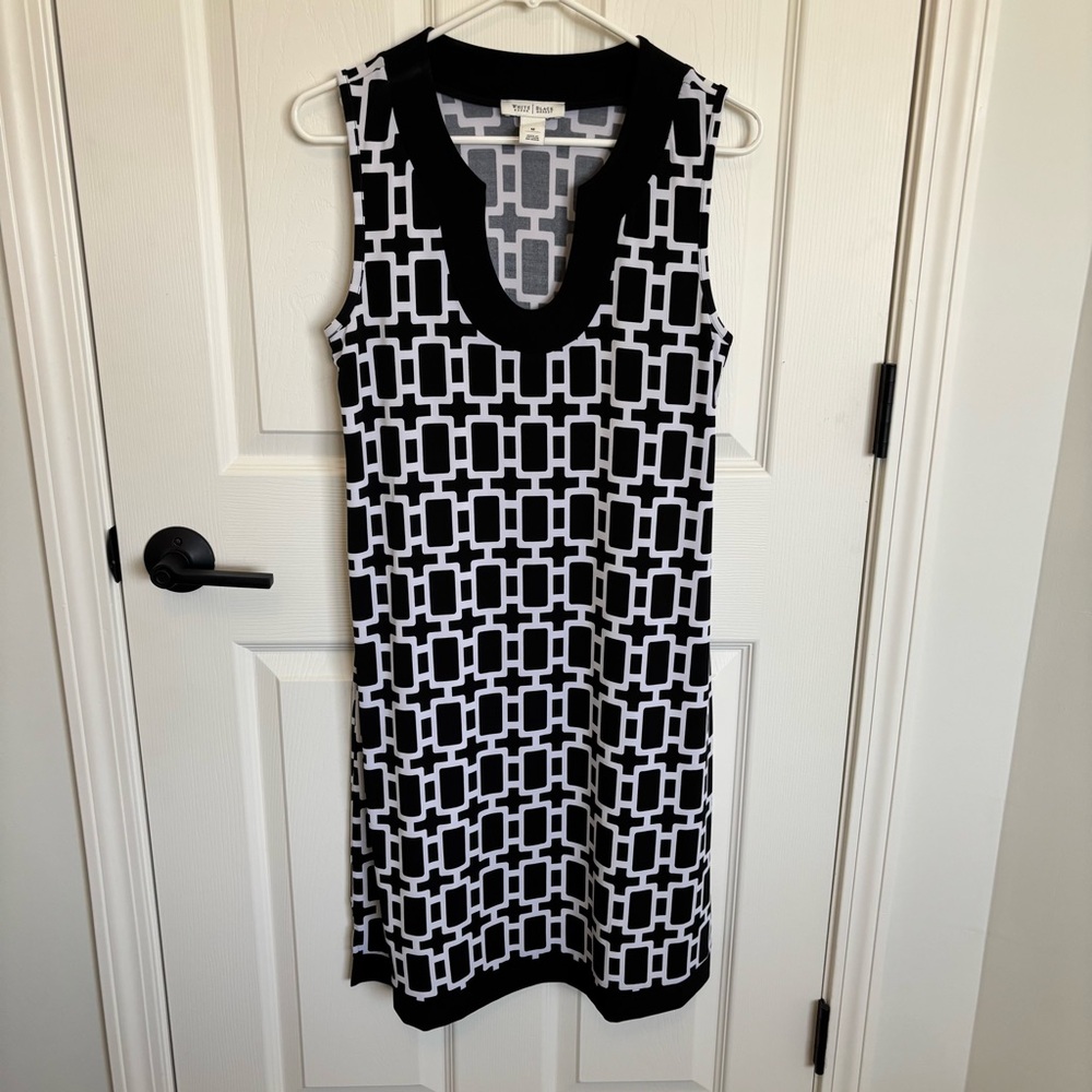 Black & White Geometric Sleeveless Dress